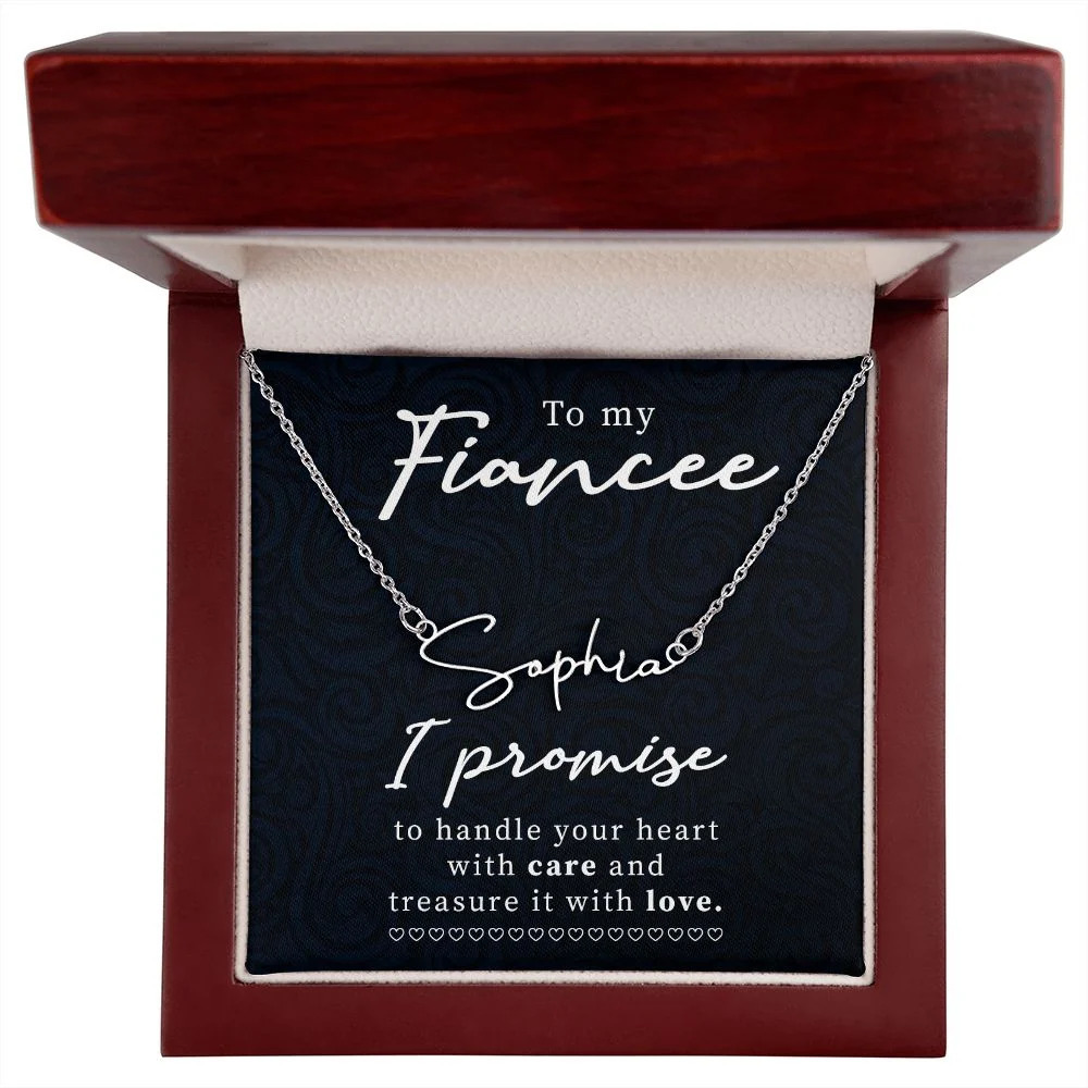 To My Fiancee I Promise Personalized Silver Tone Name Necklace Custom Name
